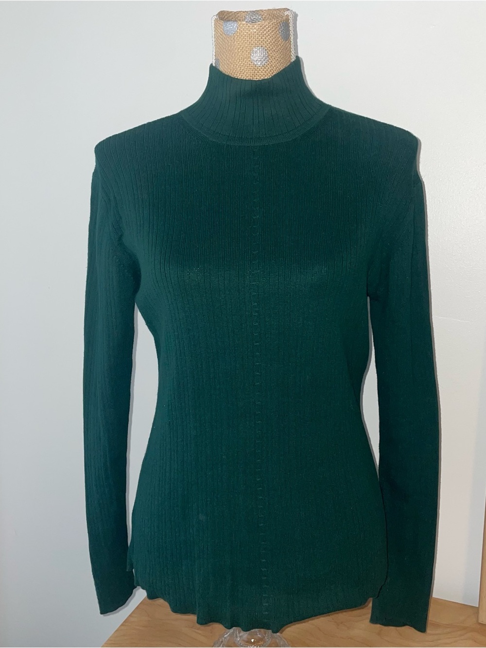 Jones New York Dark Green Ribbed Turtleneck